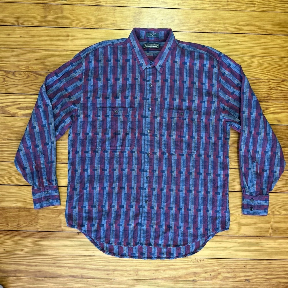 Vintage Levi Strauss Sutter Creek Cotton Flannel Plaid Button Up Shirt Large Red - Picture 4 of 13